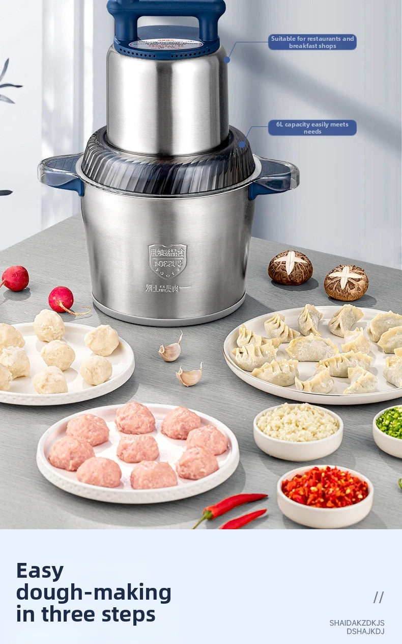 Professional 6L Commercial Meat Grinder, Industrial Grade Stainless Steel, 2-Speed Adjustable 1200W Motor, for Butcher Shop/Rest