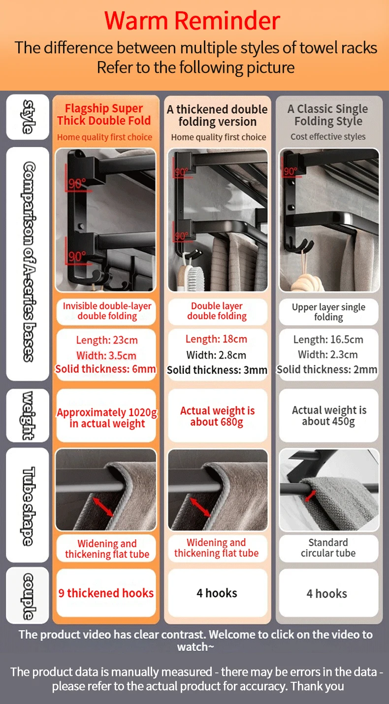 Upgrade And Thicken Grey/Black 50CM-60CM Folding Aluminum Towel Rack Holder With Hook Towel Holder