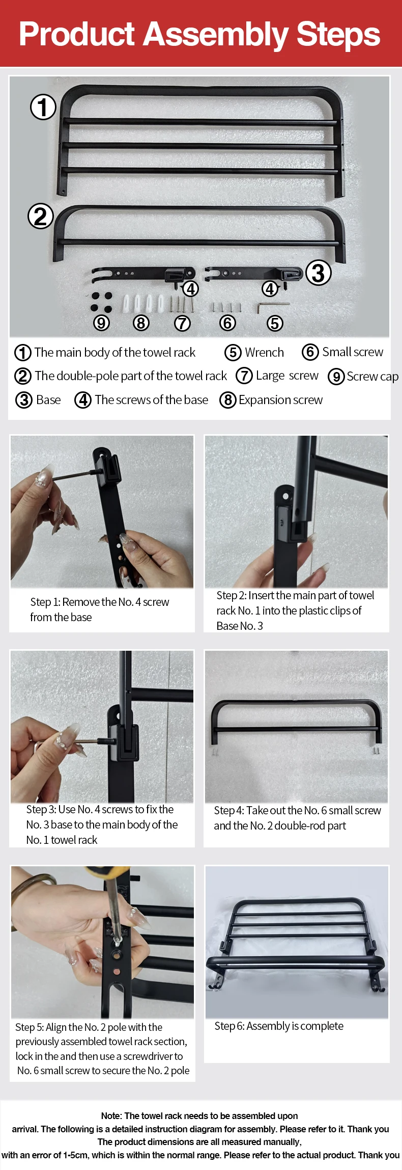 Upgrade And Thicken Grey/Black 50CM-60CM Folding Aluminum Towel Rack Holder With Hook Towel Holder