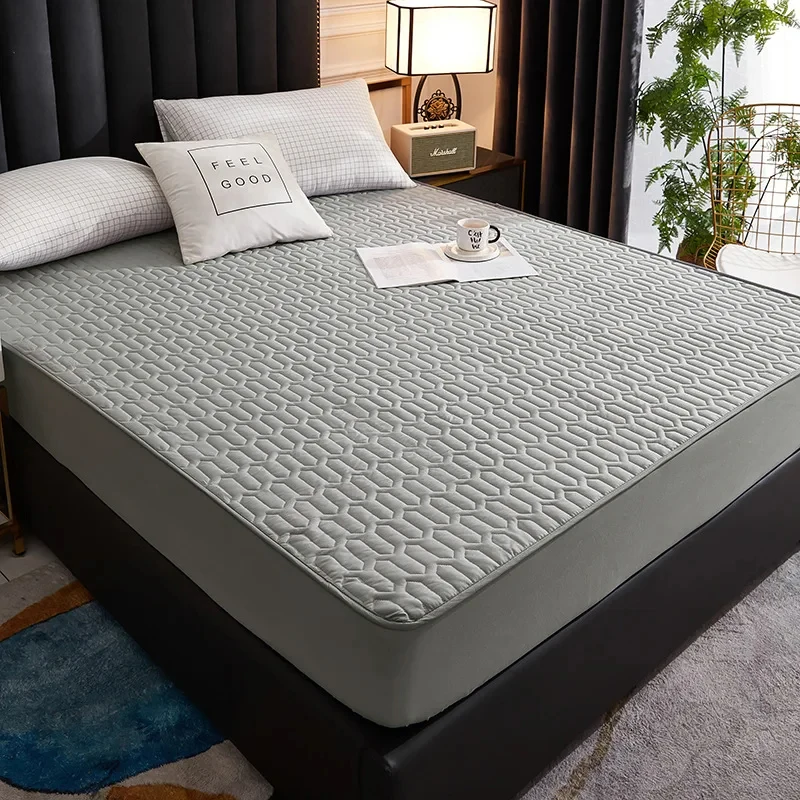 Waterproof Mattress Cover For Living Room Soft Comfortable Breathable Solid Color Bedding Mattress Cover Fitted Machine Washable