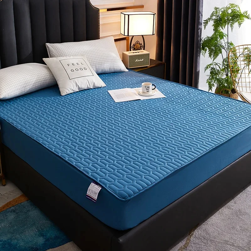 Waterproof Mattress Cover For Living Room Soft Comfortable Breathable Solid Color Bedding Mattress Cover Fitted Machine Washable