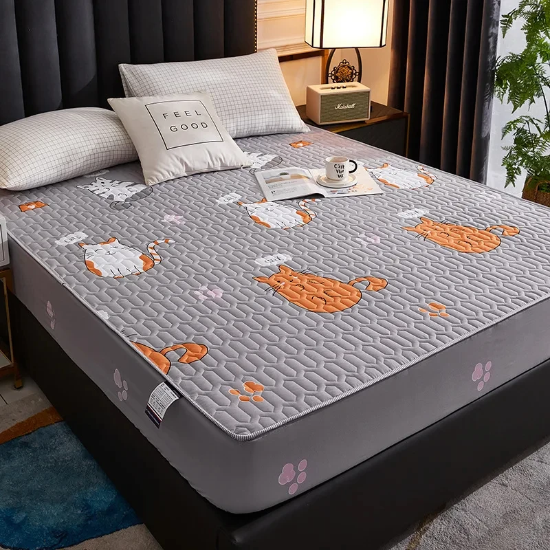 Waterproof Mattress Cover For Living Room Soft Comfortable Breathable Solid Color Bedding Mattress Cover Fitted Machine Washable