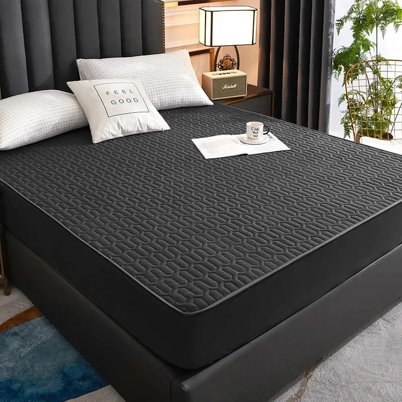 Waterproof Mattress Cover For Living Room Soft Comfortable Breathable Solid Color Bedding Mattress Cover Fitted Machine Washable