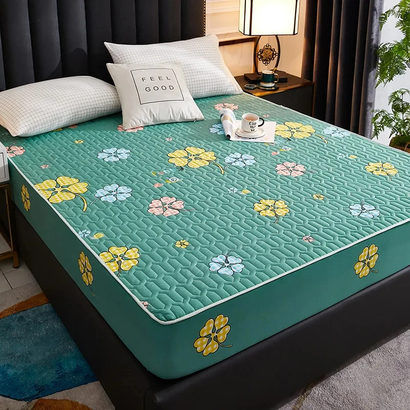 Waterproof Mattress Cover For Living Room Soft Comfortable Breathable Solid Color Bedding Mattress Cover Fitted Machine Washable