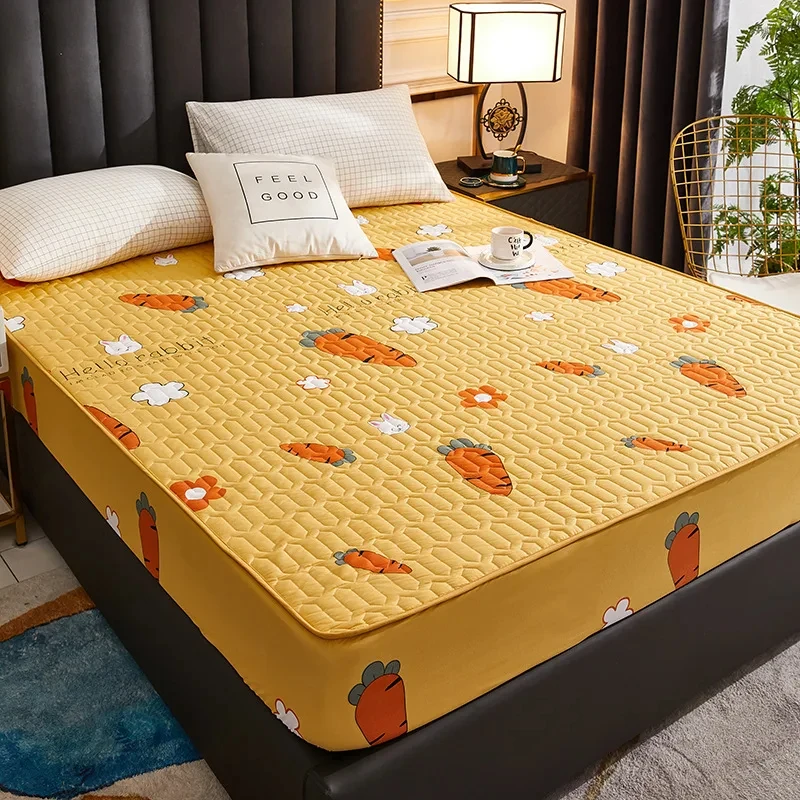 Waterproof Mattress Cover For Living Room Soft Comfortable Breathable Solid Color Bedding Mattress Cover Fitted Machine Washable