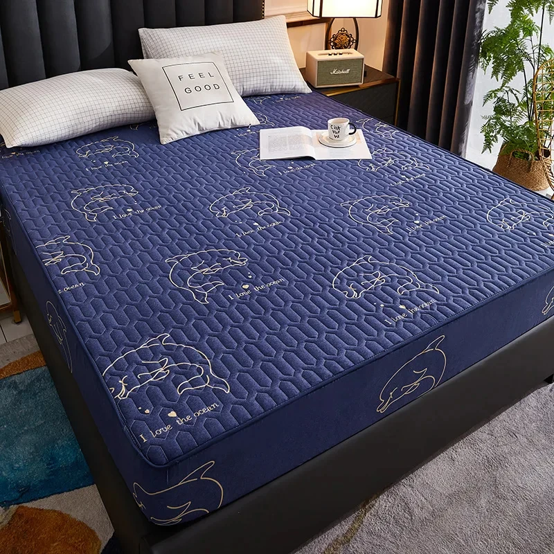 Waterproof Mattress Cover For Living Room Soft Comfortable Breathable Solid Color Bedding Mattress Cover Fitted Machine Washable