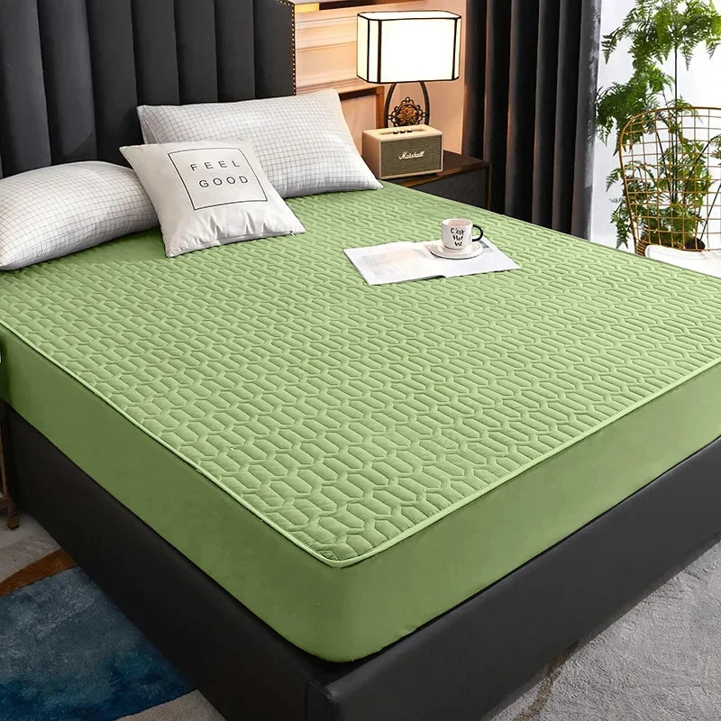 Waterproof Mattress Cover For Living Room Soft Comfortable Breathable Solid Color Bedding Mattress Cover Fitted Machine Washable