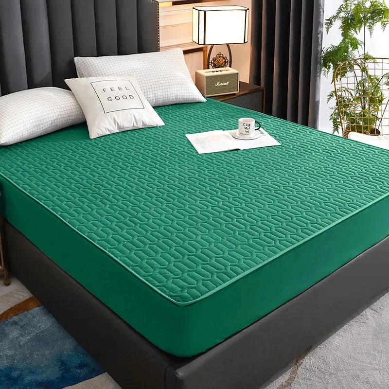 Waterproof Mattress Cover For Living Room Soft Comfortable Breathable Solid Color Bedding Mattress Cover Fitted Machine Washable