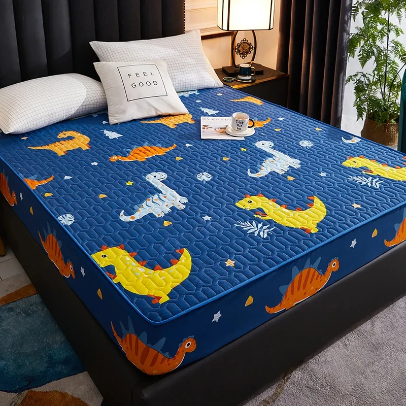 Waterproof Mattress Cover For Living Room Soft Comfortable Breathable Solid Color Bedding Mattress Cover Fitted Machine Washable