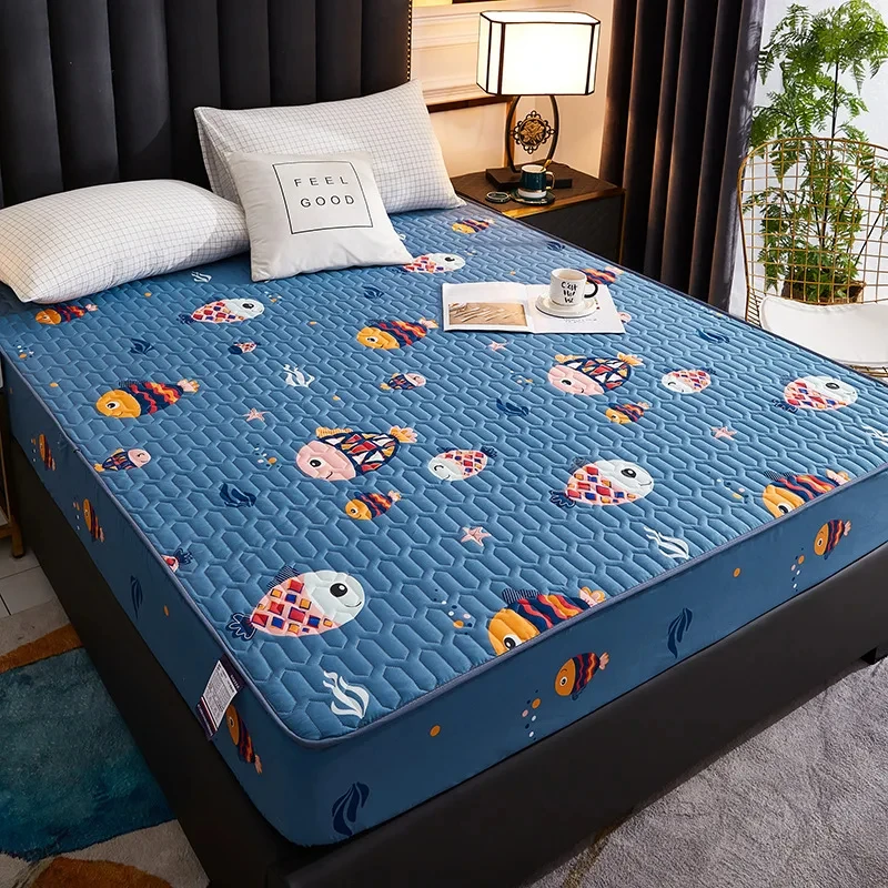 Waterproof Mattress Cover For Living Room Soft Comfortable Breathable Solid Color Bedding Mattress Cover Fitted Machine Washable