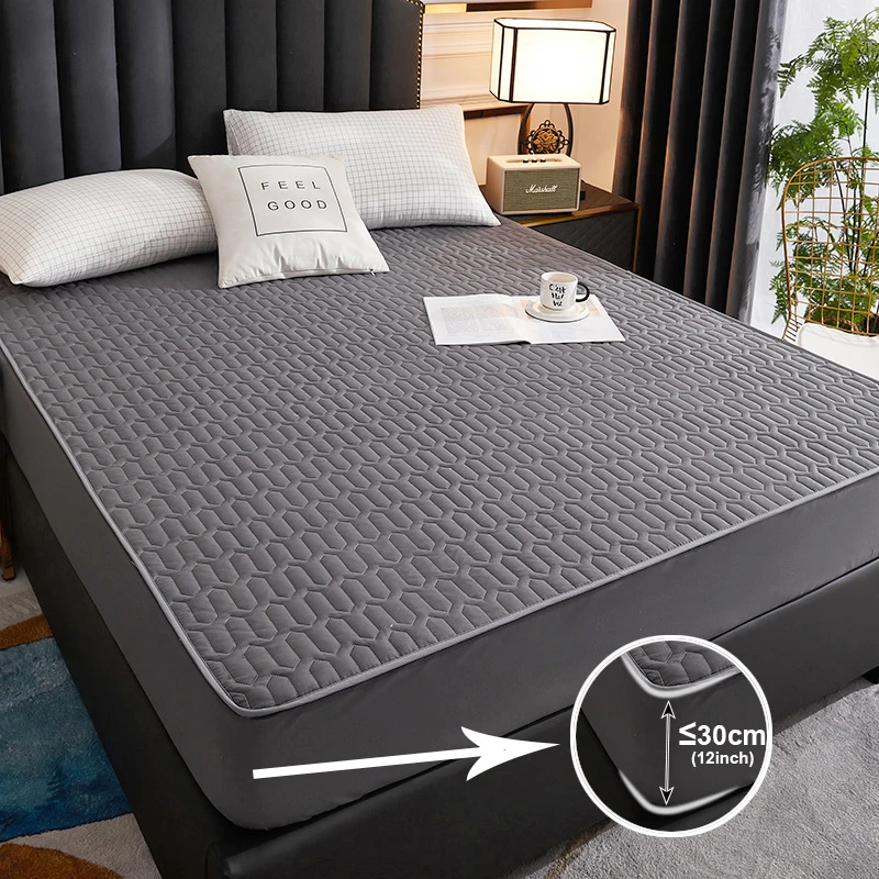 Waterproof Mattress Cover For Living Room Soft Comfortable Breathable Solid Color Bedding Mattress Cover Fitted Machine Washable