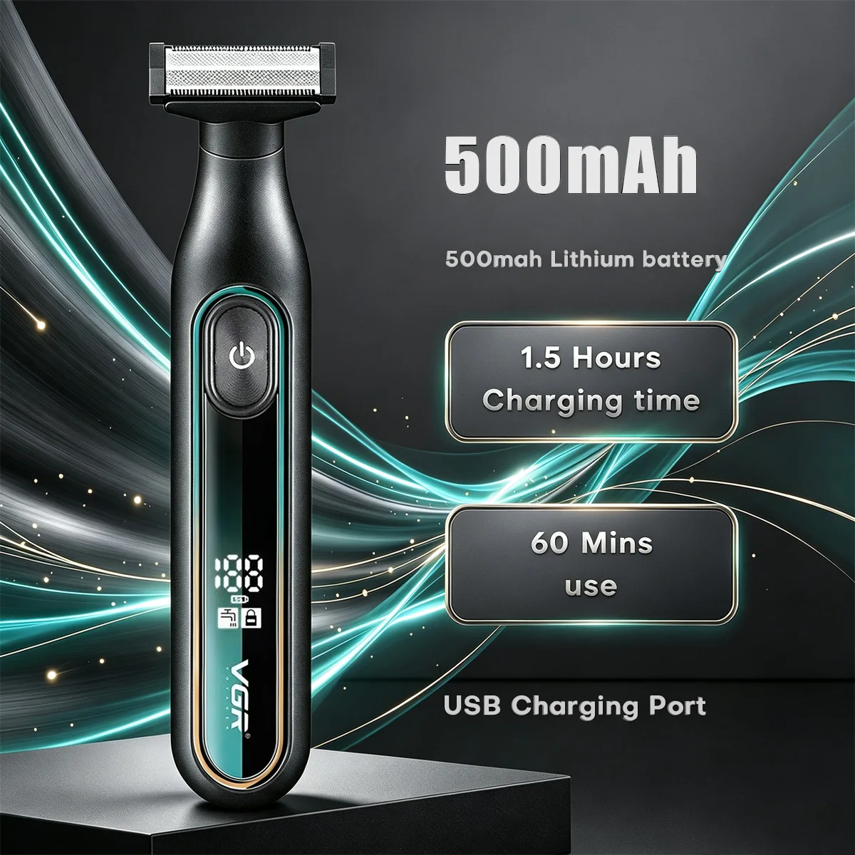 VGR Razor Professional Shaver Portable Body Hair Trimmer IPX6 Waterproof Beard Trimmer Rechargeable Shaver Electric Men V-360