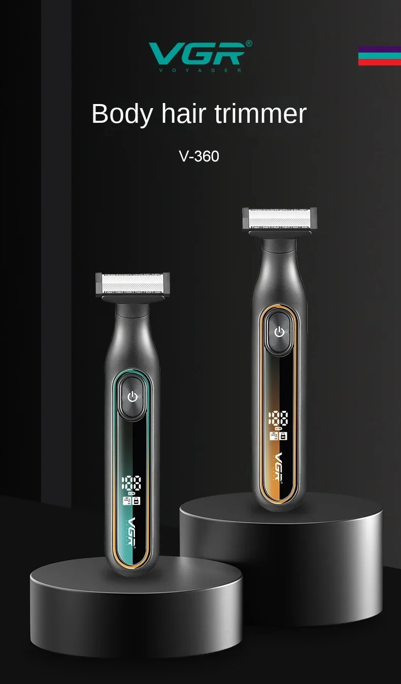 VGR Razor Professional Shaver Portable Body Hair Trimmer IPX6 Waterproof Beard Trimmer Rechargeable Shaver Electric Men V-360