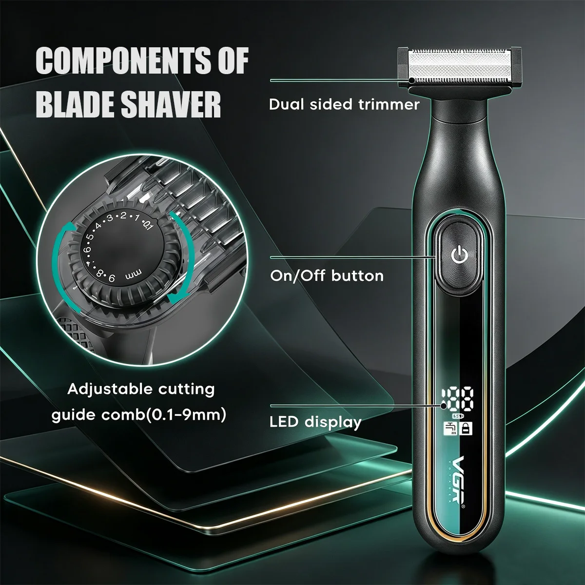 VGR Razor Professional Shaver Portable Body Hair Trimmer IPX6 Waterproof Beard Trimmer Rechargeable Shaver Electric Men V-360