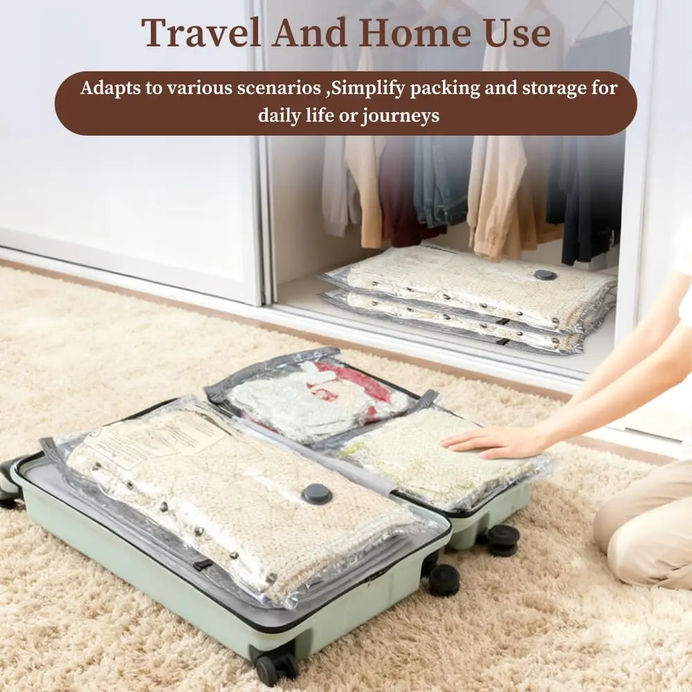 Travel Vacuum Seal Bags for Clothing W/Portable Electric Pump, 9/15 Pack Space Saver Compression Bags for Clothes, Luggage & Suitcase