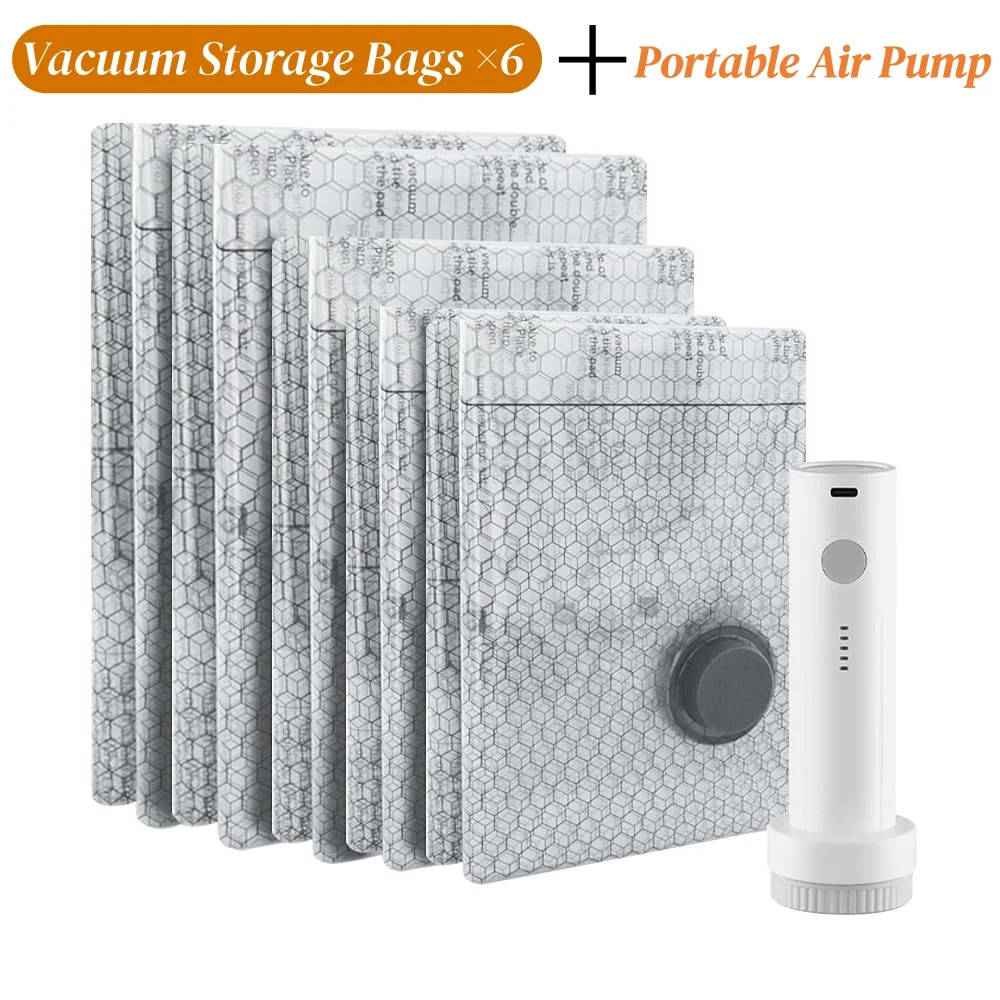 Travel Vacuum Seal Bags for Clothing W/Portable Electric Pump, 9/15 Pack Space Saver Compression Bags for Clothes, Luggage & Suitcase