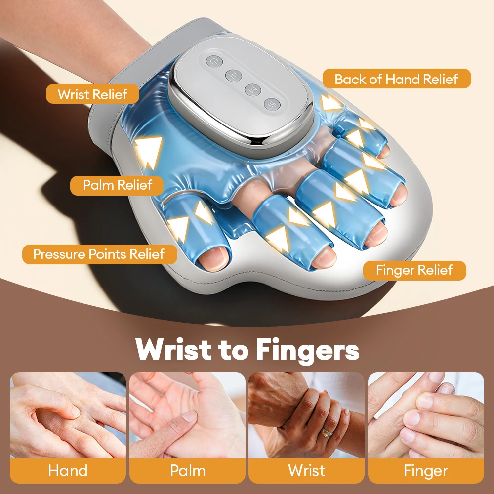 Electric Hand Massager Compress Airbag Finger Massage Glove Air Pressure Kneading Thumb Acupoint Palm Massager Finger Masajeador