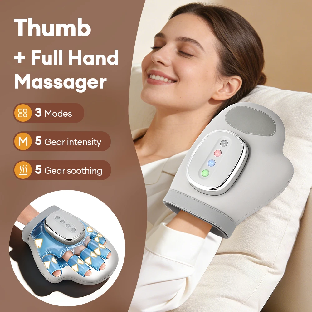 Electric Hand Massager Compress Airbag Finger Massage Glove Air Pressure Kneading Thumb Acupoint Palm Massager Finger Masajeador