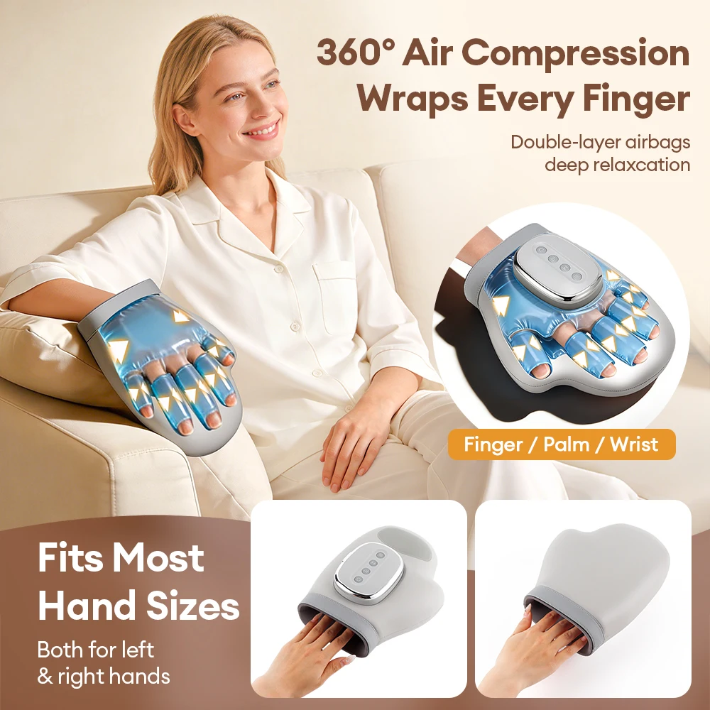 Electric Hand Massager Compress Airbag Finger Massage Glove Air Pressure Kneading Thumb Acupoint Palm Massager Finger Masajeador