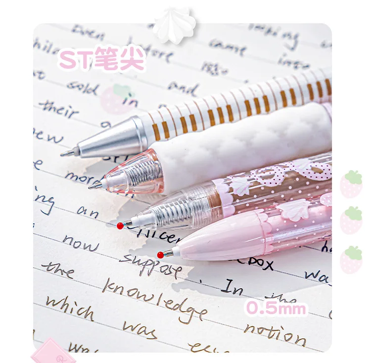Strawberry Chocolate Series 0.5mm Gel Ink Pens Set Cute Student Ballpoint Pen Soft Grip Smooth Writing Office School Supplies