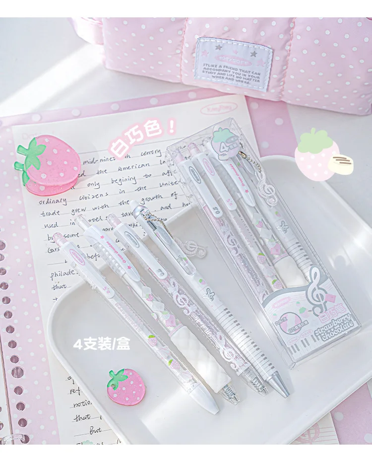 Strawberry Chocolate Series 0.5mm Gel Ink Pens Set Cute Student Ballpoint Pen Soft Grip Smooth Writing Office School Supplies