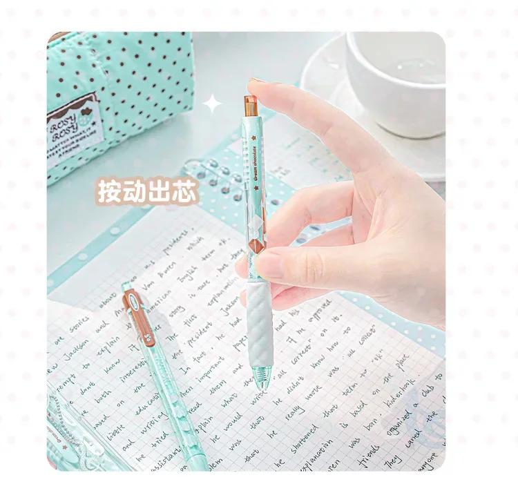 Strawberry Chocolate Series 0.5mm Gel Ink Pens Set Cute Student Ballpoint Pen Soft Grip Smooth Writing Office School Supplies