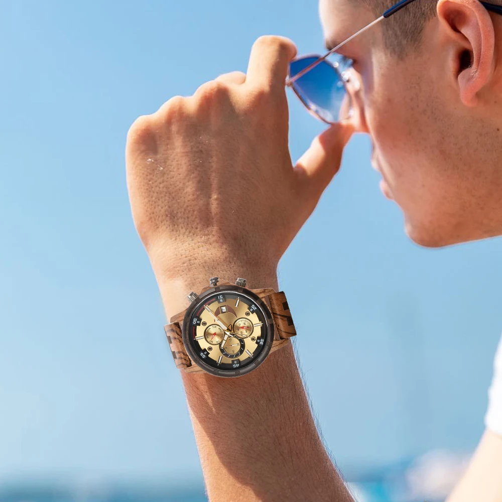Wooden Watch for Men Fashion Men's Quartz Wristwatches Wood Watch Mens Wrist Watches Personalized Anniversary Gift for Husband
