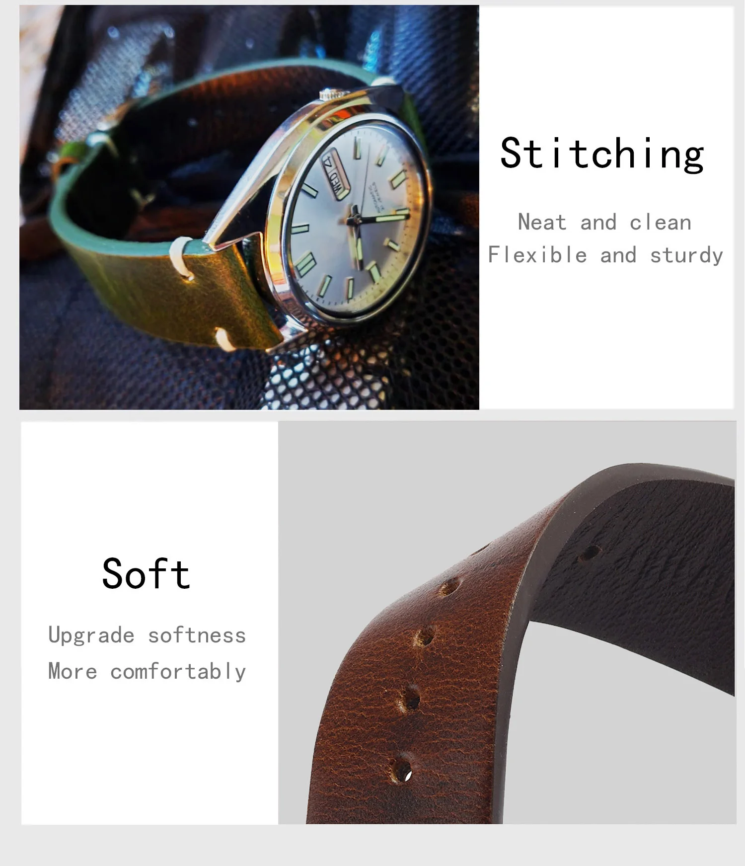 Wax Genuine Leather Watch Band, Quick Release 18mm/19mm/20mm/21mm/22mm/24m Watch Straps, for Samsung, Seiko, Oris, Citizen Watch