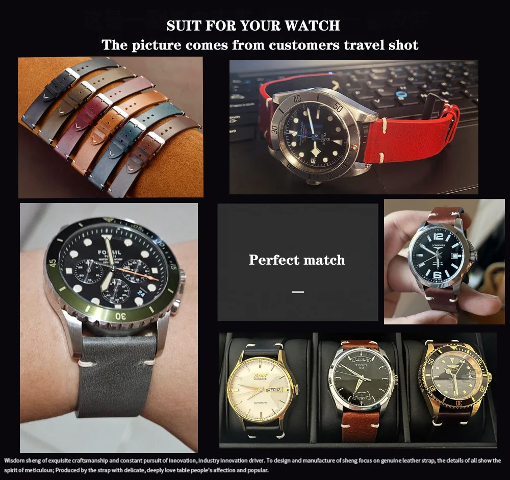 Wax Genuine Leather Watch Band, Quick Release 18mm/19mm/20mm/21mm/22mm/24m Watch Straps, for Samsung, Seiko, Oris, Citizen Watch