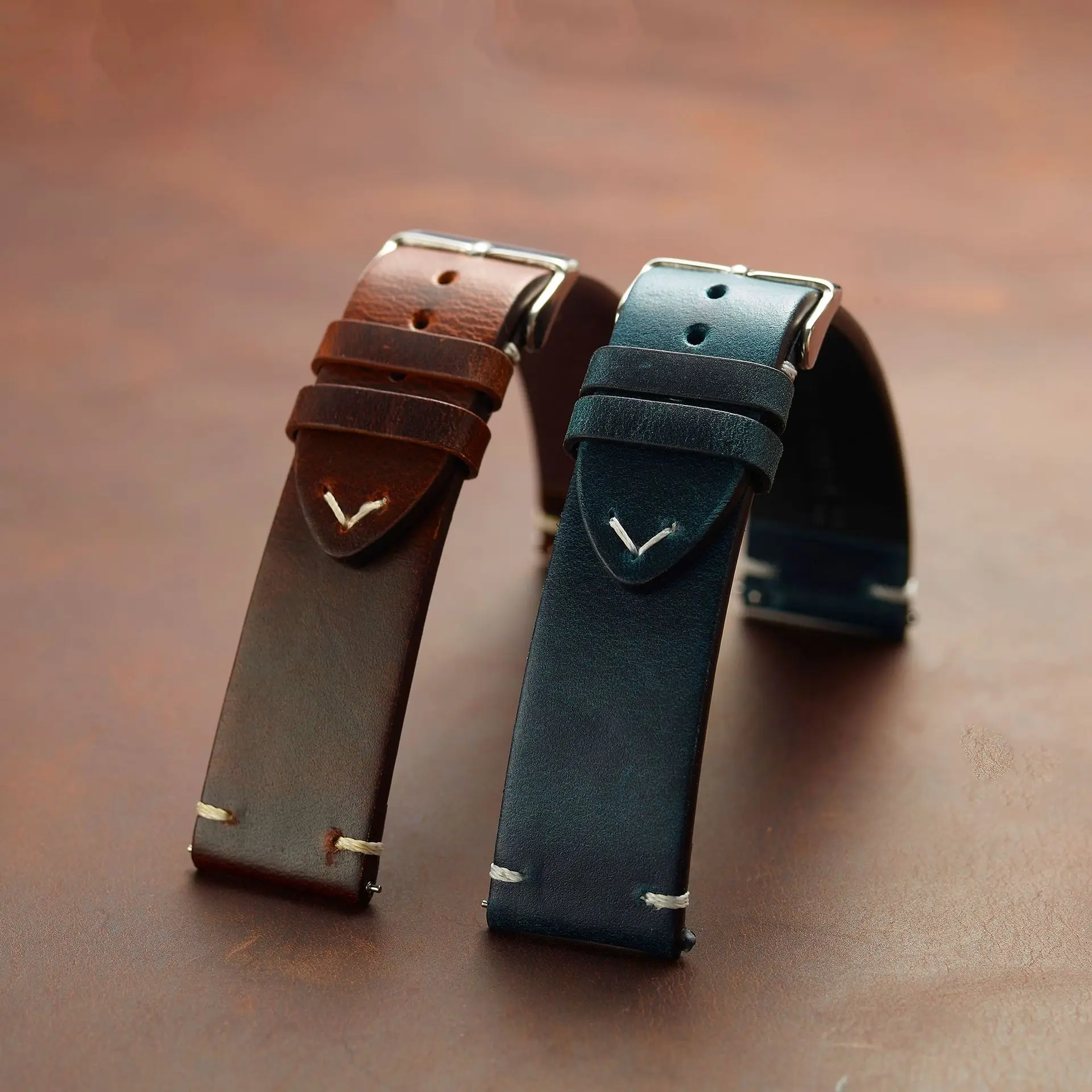 Wax Genuine Leather Watch Band, Quick Release 18mm/19mm/20mm/21mm/22mm/24m Watch Straps, for Samsung, Seiko, Oris, Citizen Watch