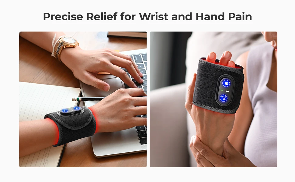 Rechargeable Cordless Red&Near Infrared Light Therapy Wrist Wrap Band with 48 Leds for Hand, Wrist, Finger, and Joint Discomfort
