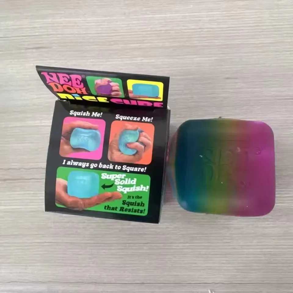 Schylling NeeDoh Rainbow Cube Squishy Blind Box Toy CubeStress Relief Fingertip Release Toy Sensory Stress Reliever Toy