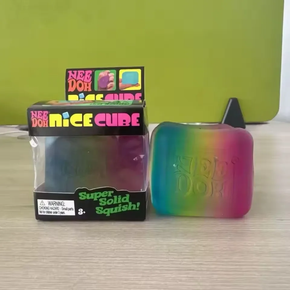 Schylling NeeDoh Rainbow Cube Squishy Blind Box Toy CubeStress Relief Fingertip Release Toy Sensory Stress Reliever Toy
