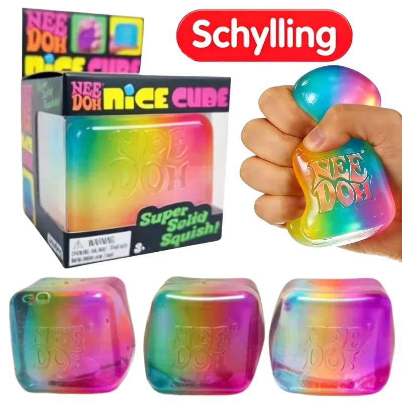 Schylling NeeDoh Rainbow Cube Squishy Blind Box Toy CubeStress Relief Fingertip Release Toy Sensory Stress Reliever Toy
