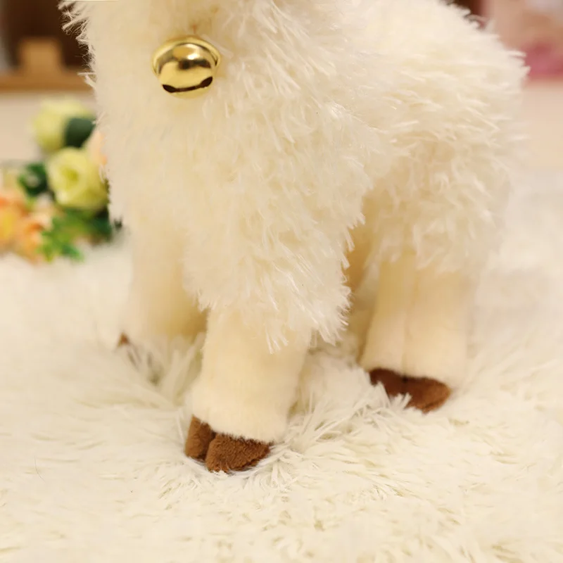25/35cm Simulation Kawaii Animal Bell Sheep Plush Toys Lifelike Lamb Dolls Cute Alpaca Model Children Girls Birthday Gifts