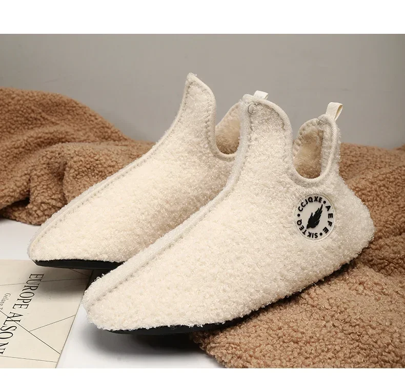 YRZL Winter Slippers Men Couple Slippers Non-slip Warm Women and Men Slipper Indoor Soft Shoes Comfortable Flat Home Cotton Shoe