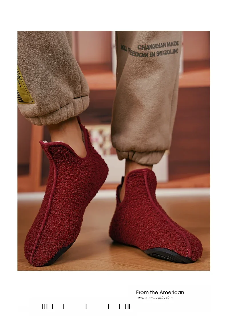 YRZL Winter Slippers Men Couple Slippers Non-slip Warm Women and Men Slipper Indoor Soft Shoes Comfortable Flat Home Cotton Shoe