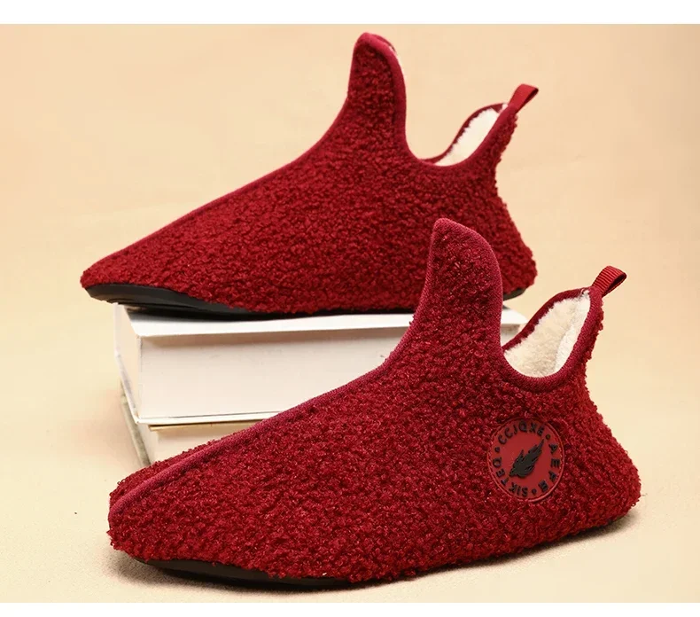 YRZL Winter Slippers Men Couple Slippers Non-slip Warm Women and Men Slipper Indoor Soft Shoes Comfortable Flat Home Cotton Shoe