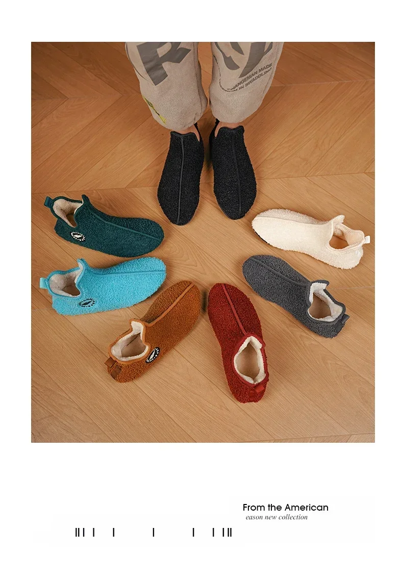 YRZL Winter Slippers Men Couple Slippers Non-slip Warm Women and Men Slipper Indoor Soft Shoes Comfortable Flat Home Cotton Shoe