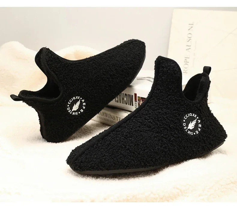 YRZL Winter Slippers Men Couple Slippers Non-slip Warm Women and Men Slipper Indoor Soft Shoes Comfortable Flat Home Cotton Shoe