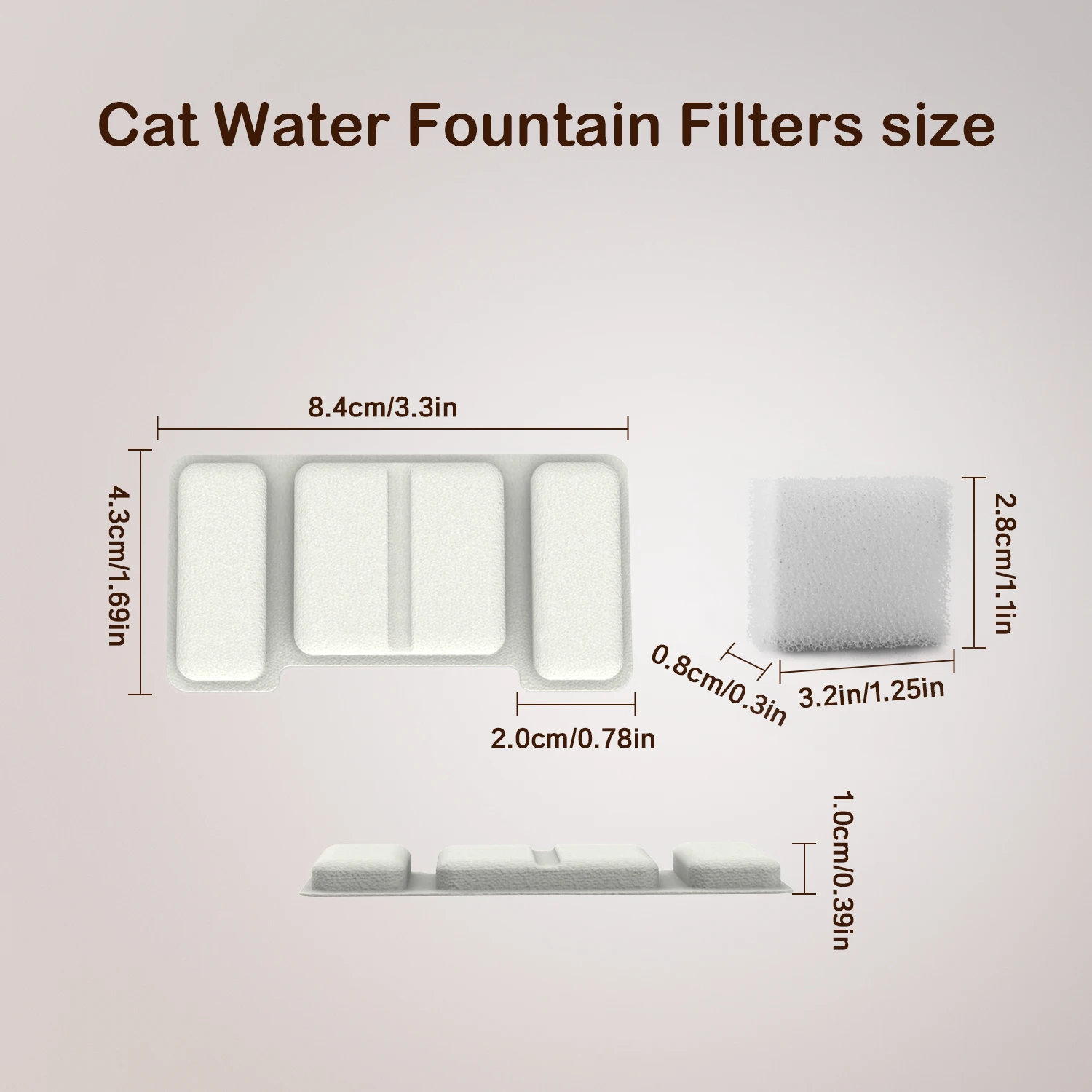 Cat Water Fountain Filters for TY09/TY10(2.2L/3.2L), Includes 8pack Water Filters and 4pack Pump Filters