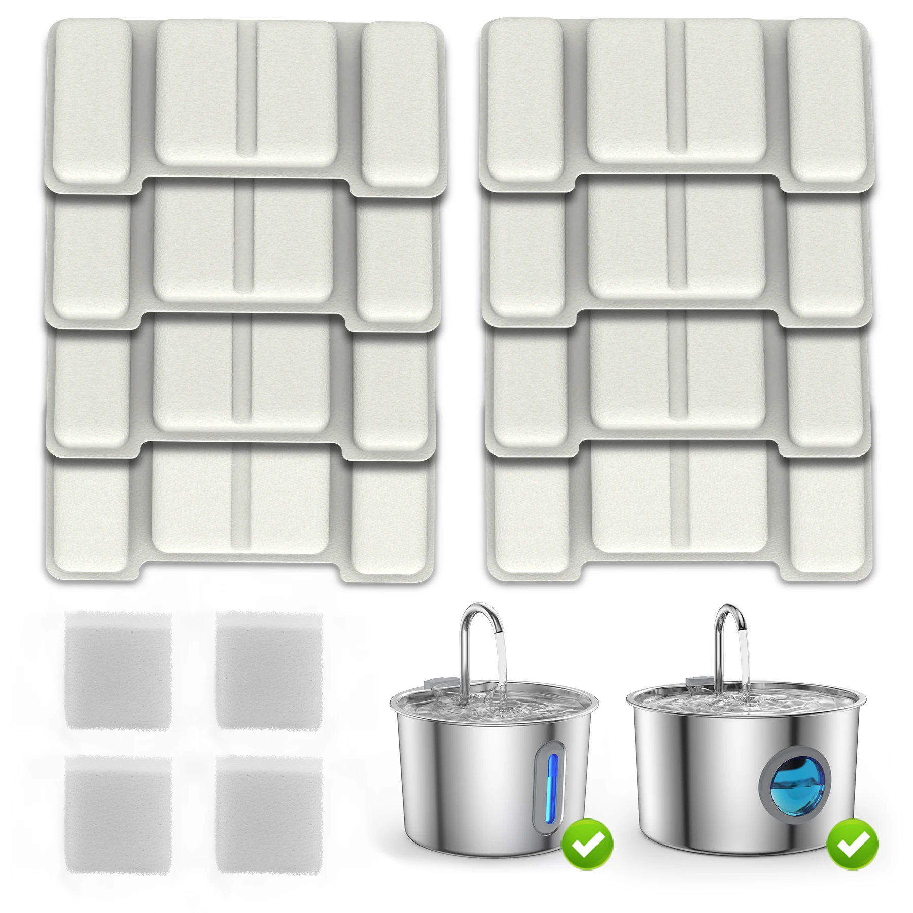 Cat Water Fountain Filters for TY09/TY10(2.2L/3.2L), Includes 8pack Water Filters and 4pack Pump Filters