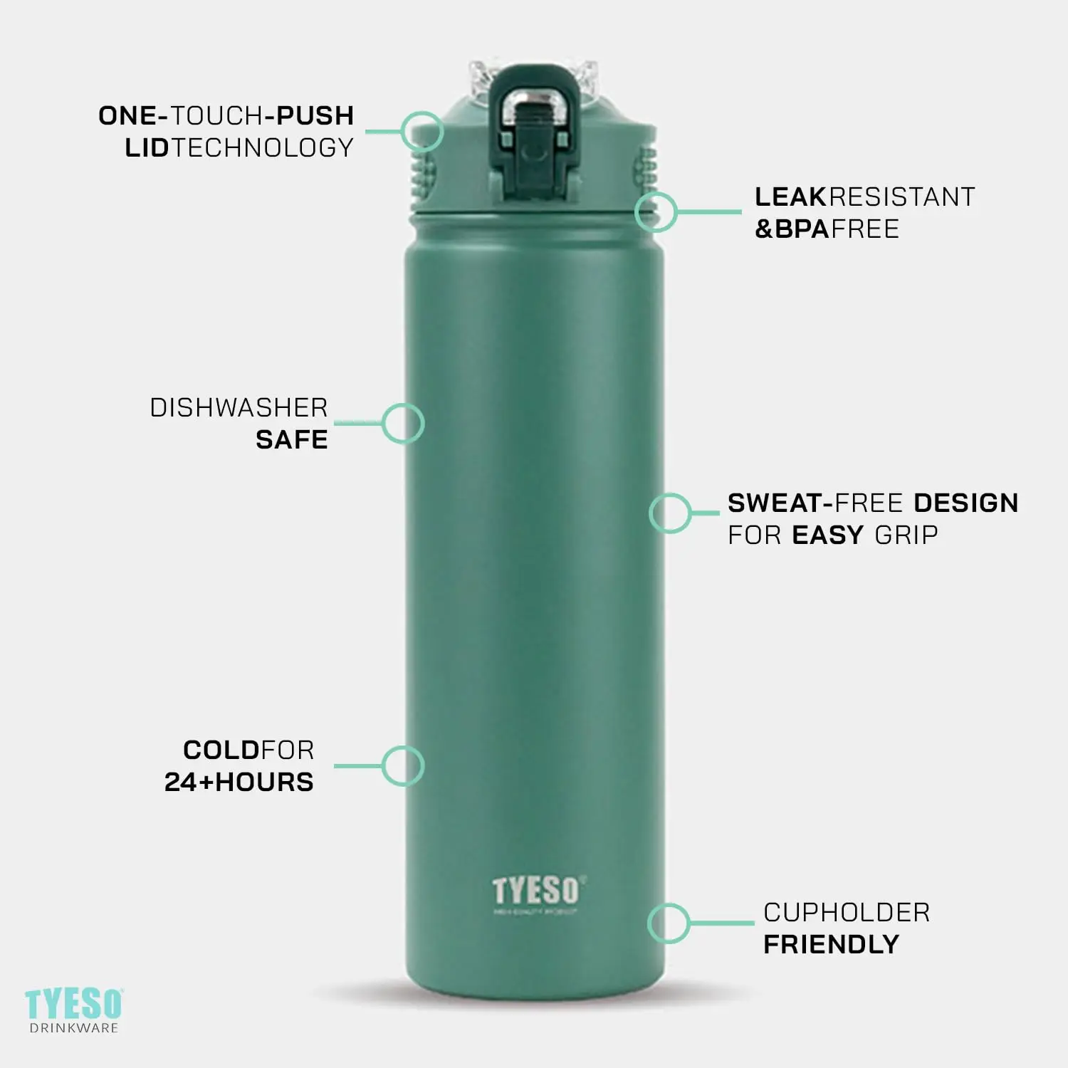 TYESO 750ML New Thermos Bottle With Straw Stainless Steel Car Thermal Cup Sports Water Bottles Keeps Cold and Heat Thermal Mug