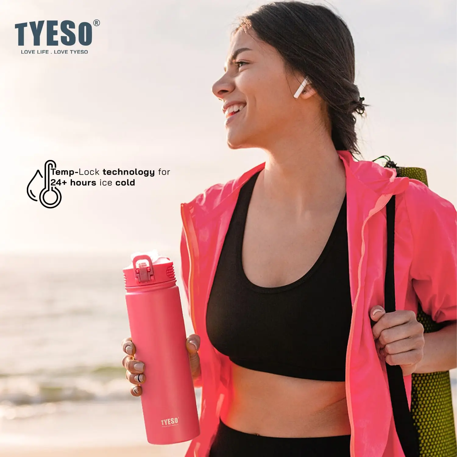 TYESO 750ML New Thermos Bottle With Straw Stainless Steel Car Thermal Cup Sports Water Bottles Keeps Cold and Heat Thermal Mug