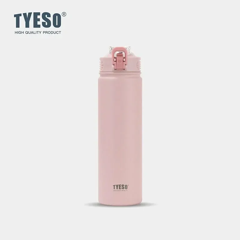 TYESO 750ML New Thermos Bottle With Straw Stainless Steel Car Thermal Cup Sports Water Bottles Keeps Cold and Heat Thermal Mug