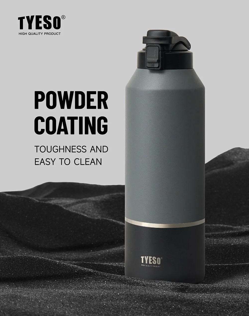 Tyeso Large Capacity Insulated Water Bottle Portable Travel Mug with Handle Leak-Proof Lid for Outdoor Sports Hiking Drinkware