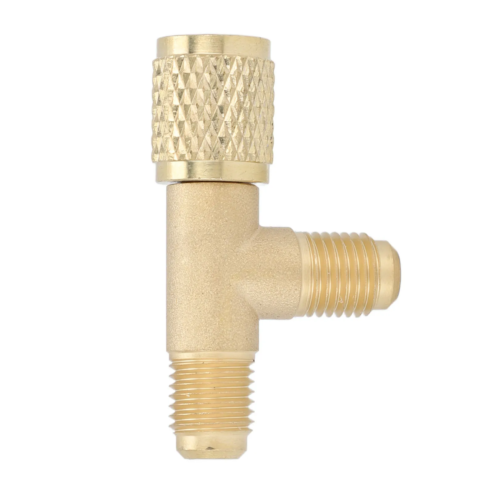 Conditioner Quick Coupler Tee Adapter with Valve Core Brass 1/4in SAE Sturdy Structure HAVC Tee Adapter for R22 R12 R134
