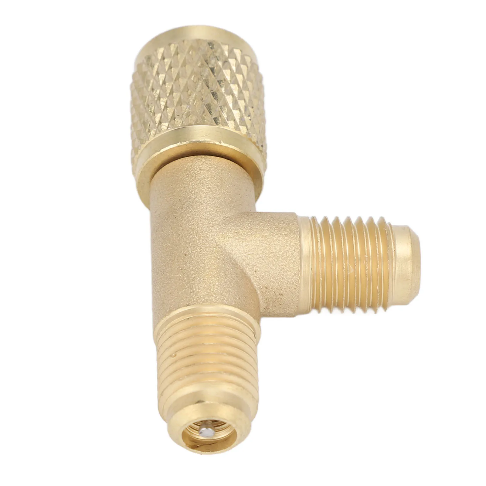 Conditioner Quick Coupler Tee Adapter with Valve Core Brass 1/4in SAE Sturdy Structure HAVC Tee Adapter for R22 R12 R134