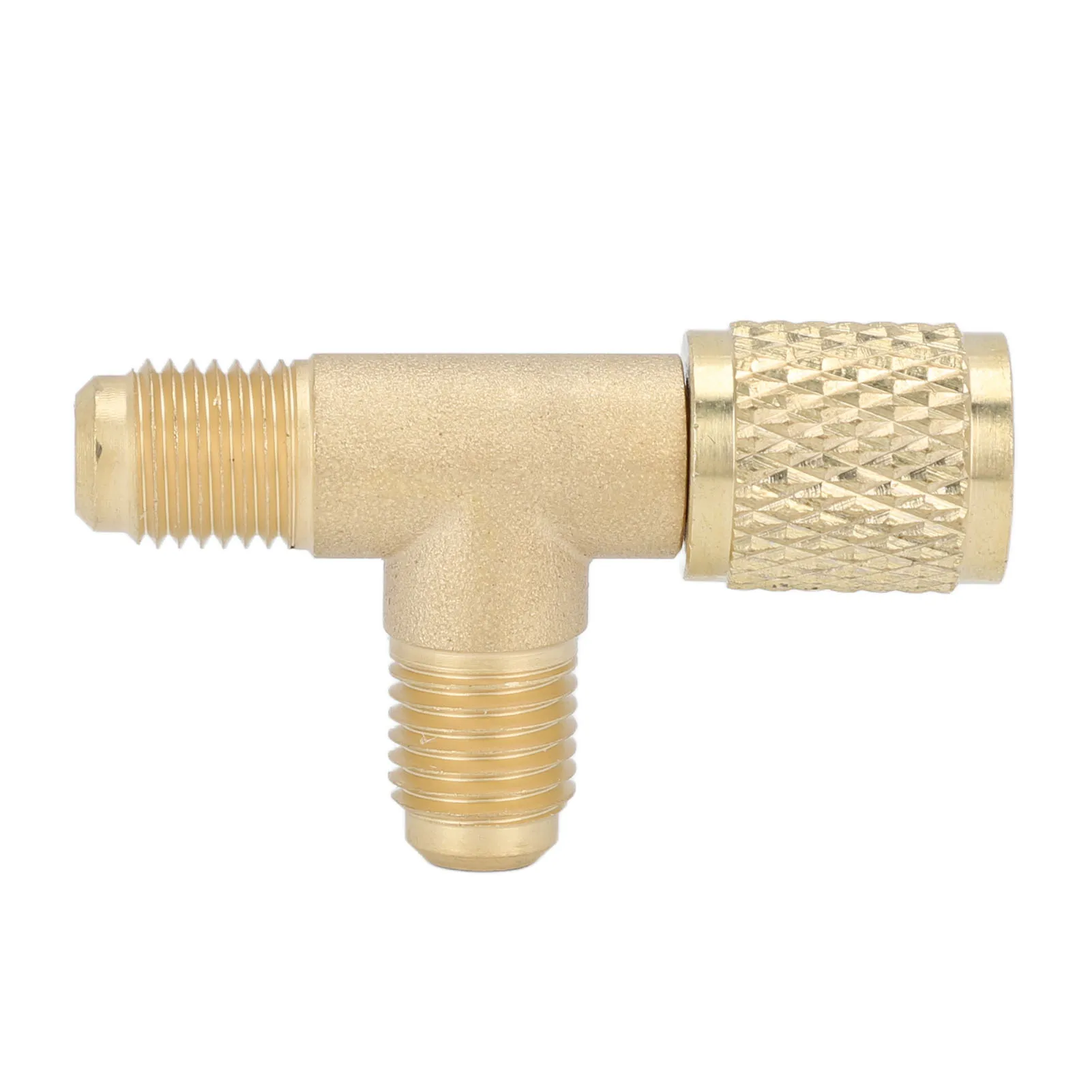 Conditioner Quick Coupler Tee Adapter with Valve Core Brass 1/4in SAE Sturdy Structure HAVC Tee Adapter for R22 R12 R134
