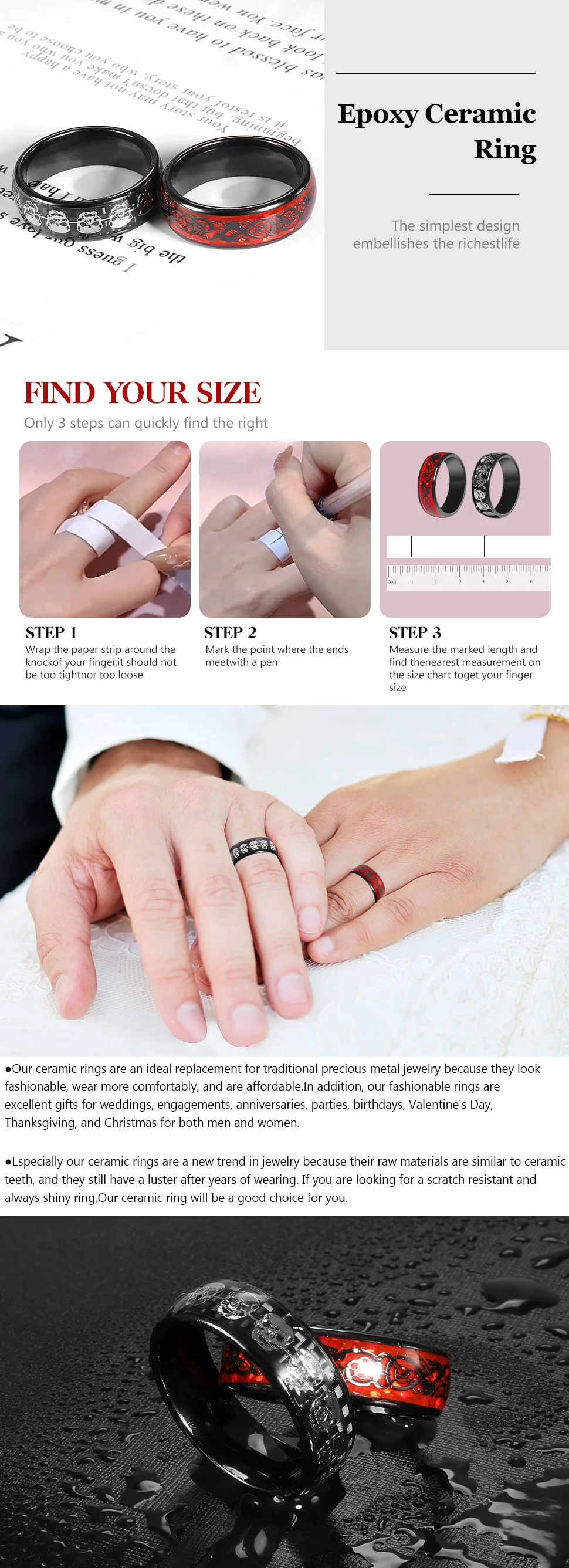 7MM Skull Carbon Fiber Band Epoxy CUID Chip Ring or Fashion Dragon Pattern Metal Band T5577 Chip Ceramic Finger Ring